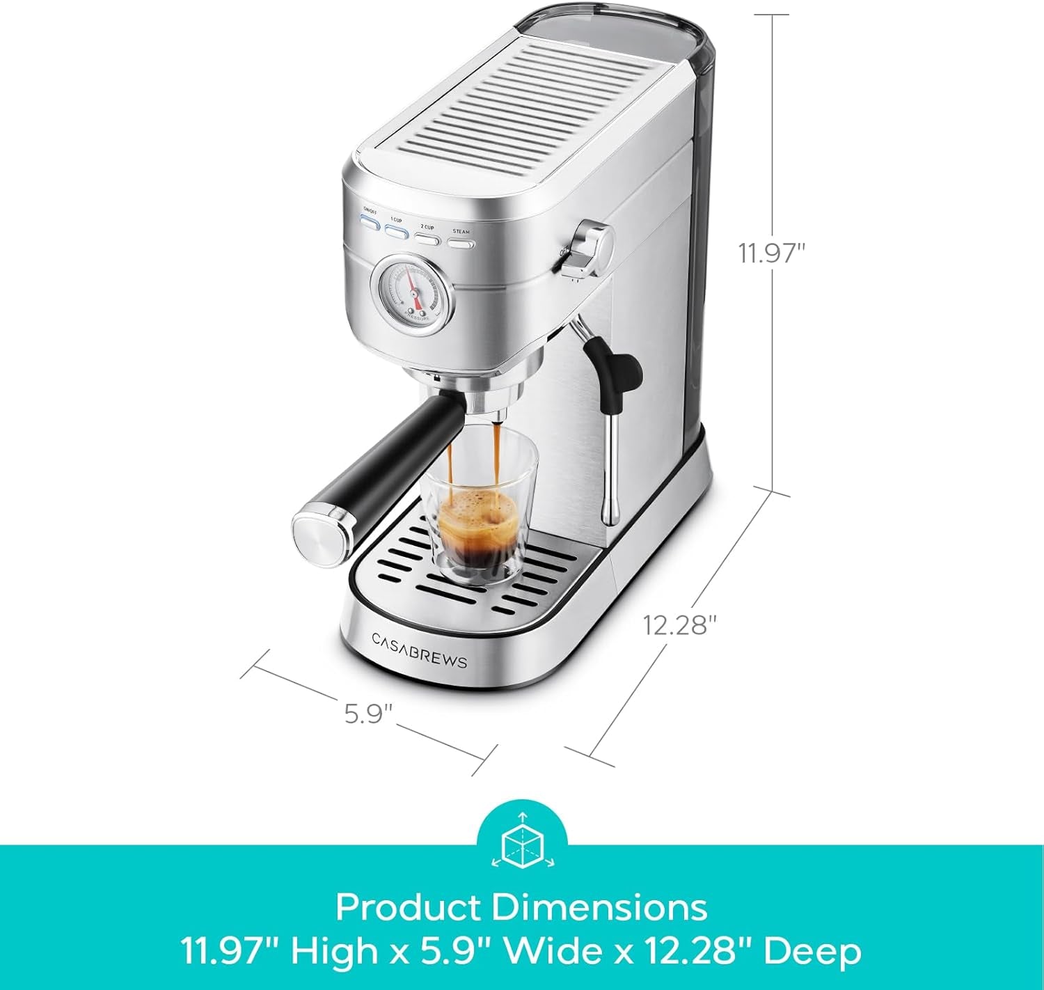 CASABREWS CM5418 Compact Espresso Machine - Silver - Espresso Machines | Altohaus