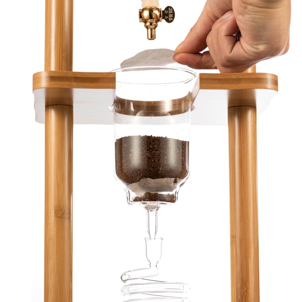 Yama Glass Cold Brew Tower – Bamboo Straight Frame – 6–8 Cup (32 oz) - Cold - Brewer | Altohaus