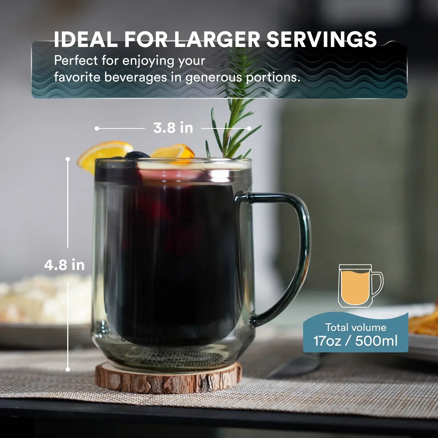 Double Wall Mug - 500ml/17oz (Set of 2) - Cups & Drinkware | Altohaus