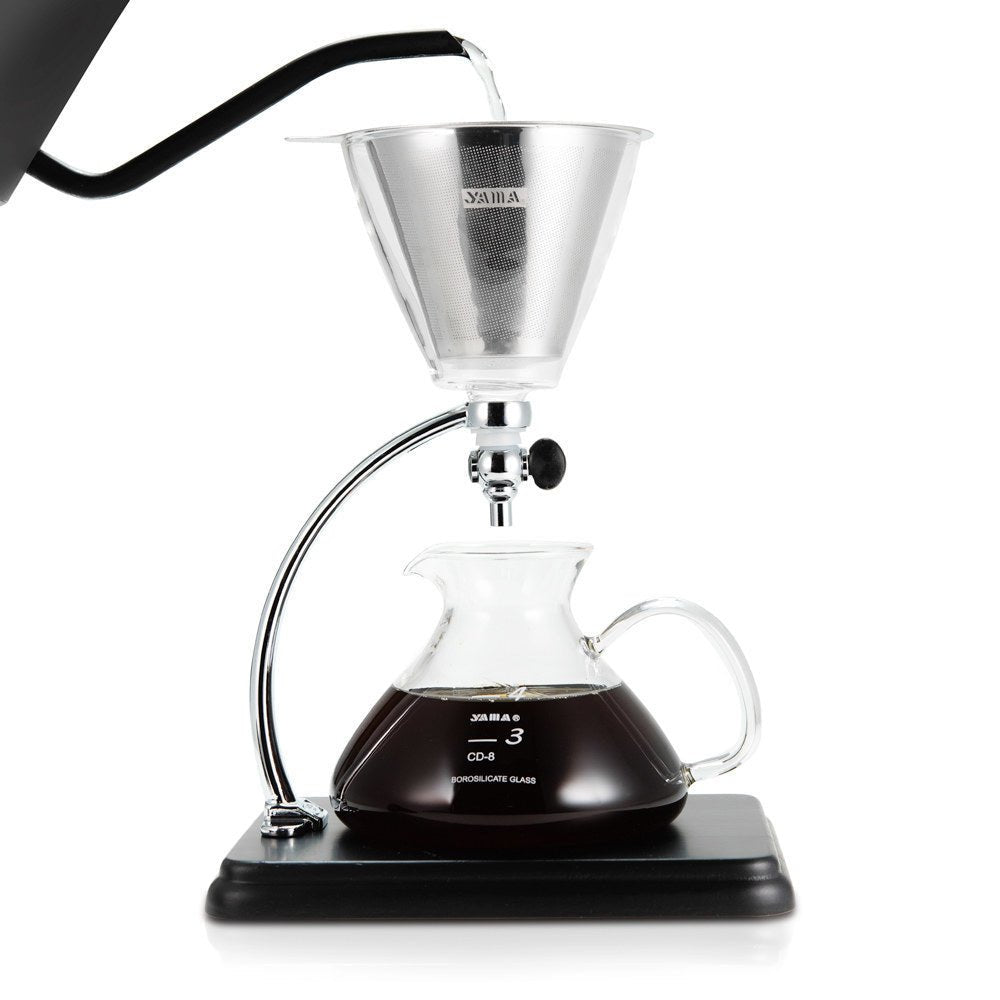 Yama Glass Silverton Brewer w/ Black Base & Silver Accents - Brewers & Pour - Over | Altohaus