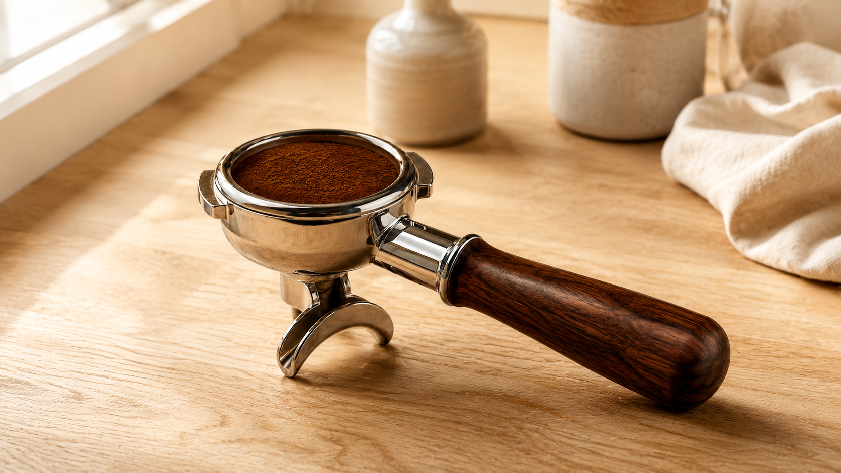 Bottomless portafilters and precision filter baskets for home espresso
