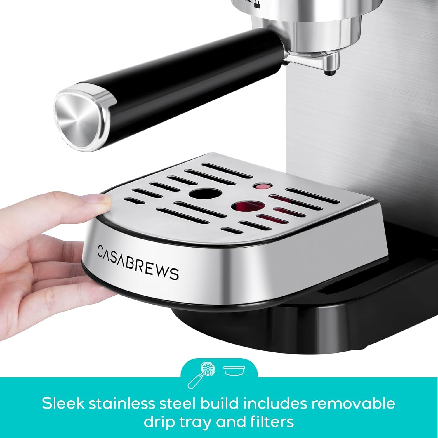 CASABREWS CM5418 Compact Espresso Machine - Silver - Espresso Machines | Altohaus