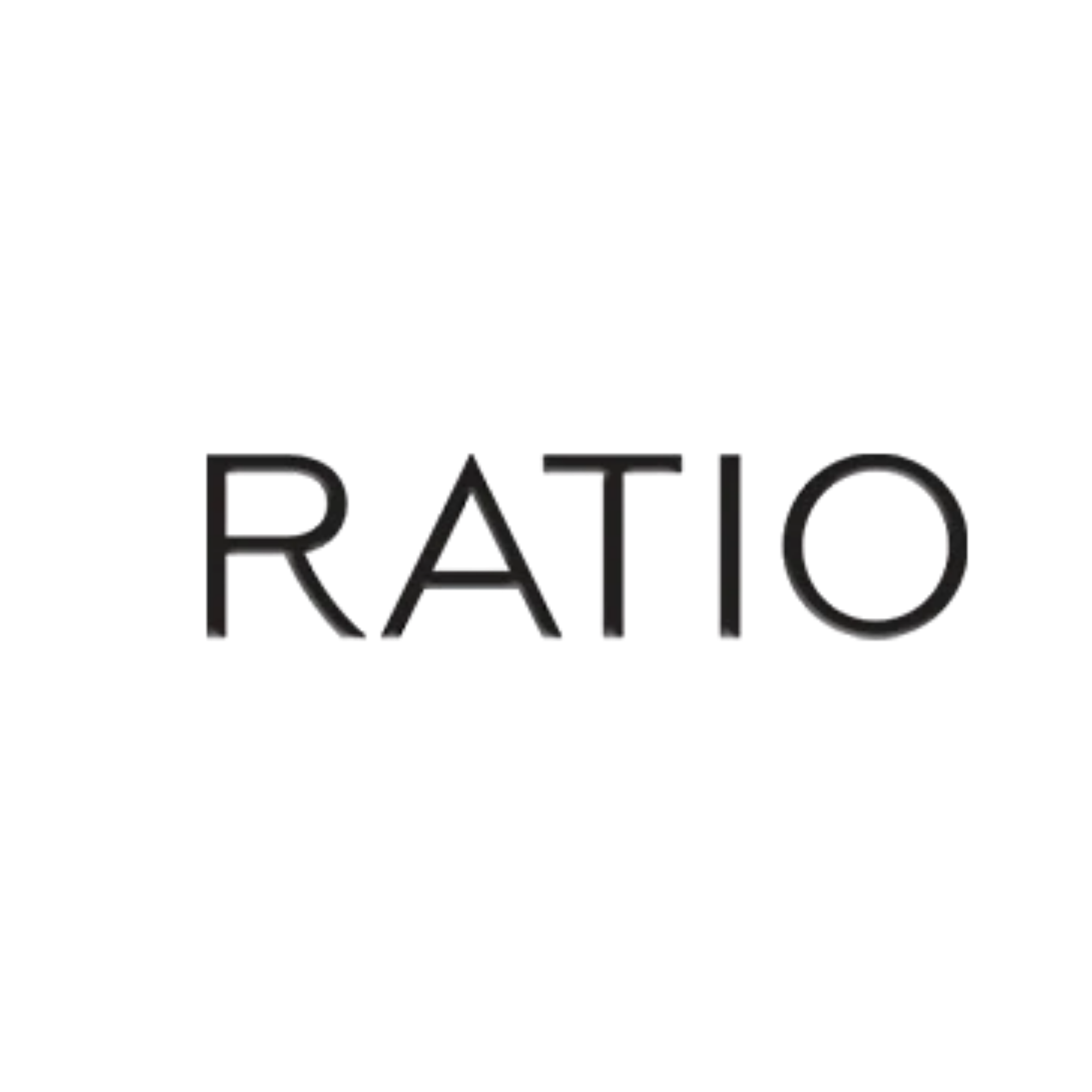 Black 'RATIO' text on a white background