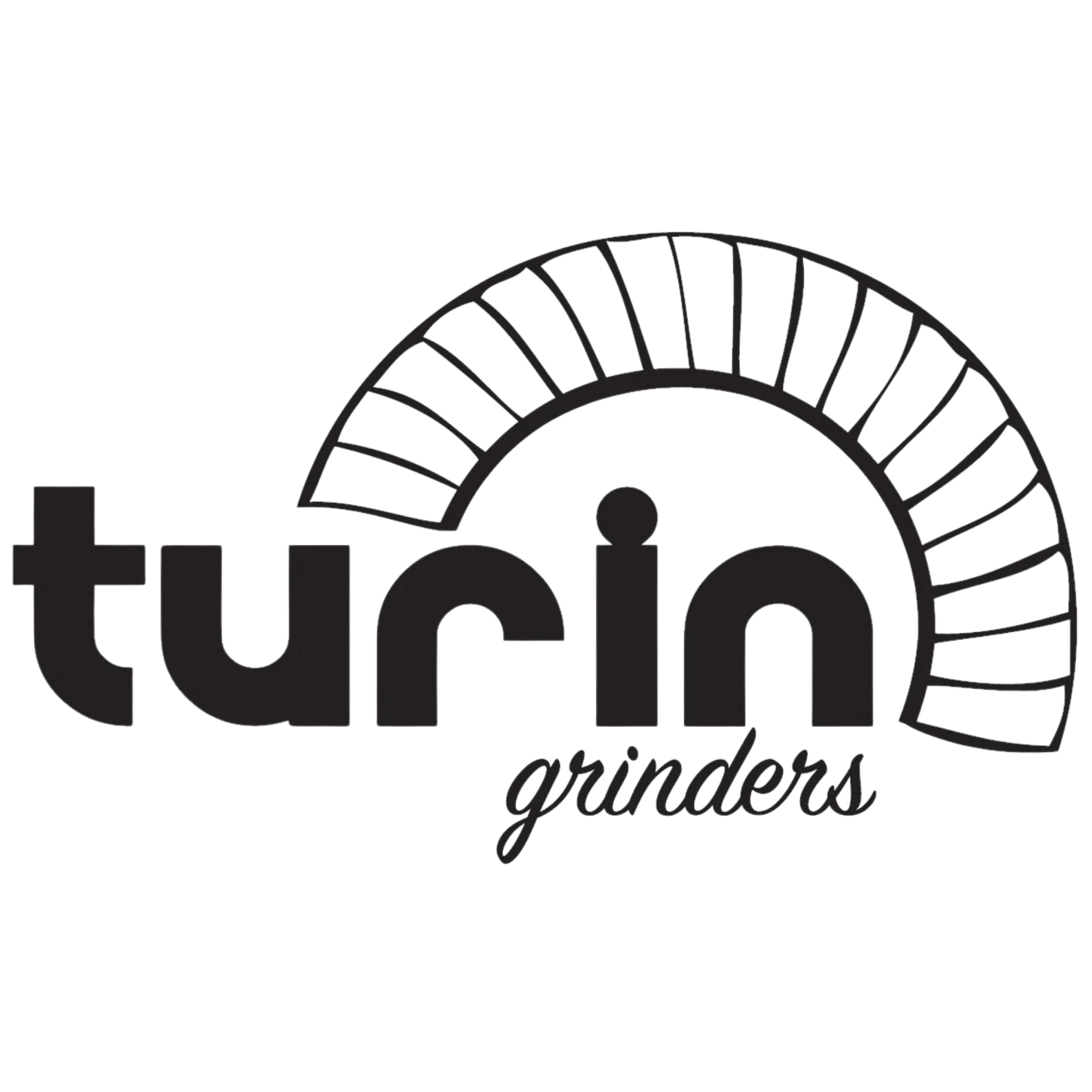 Logo of Turin Grinders with a stylized arch on a white background