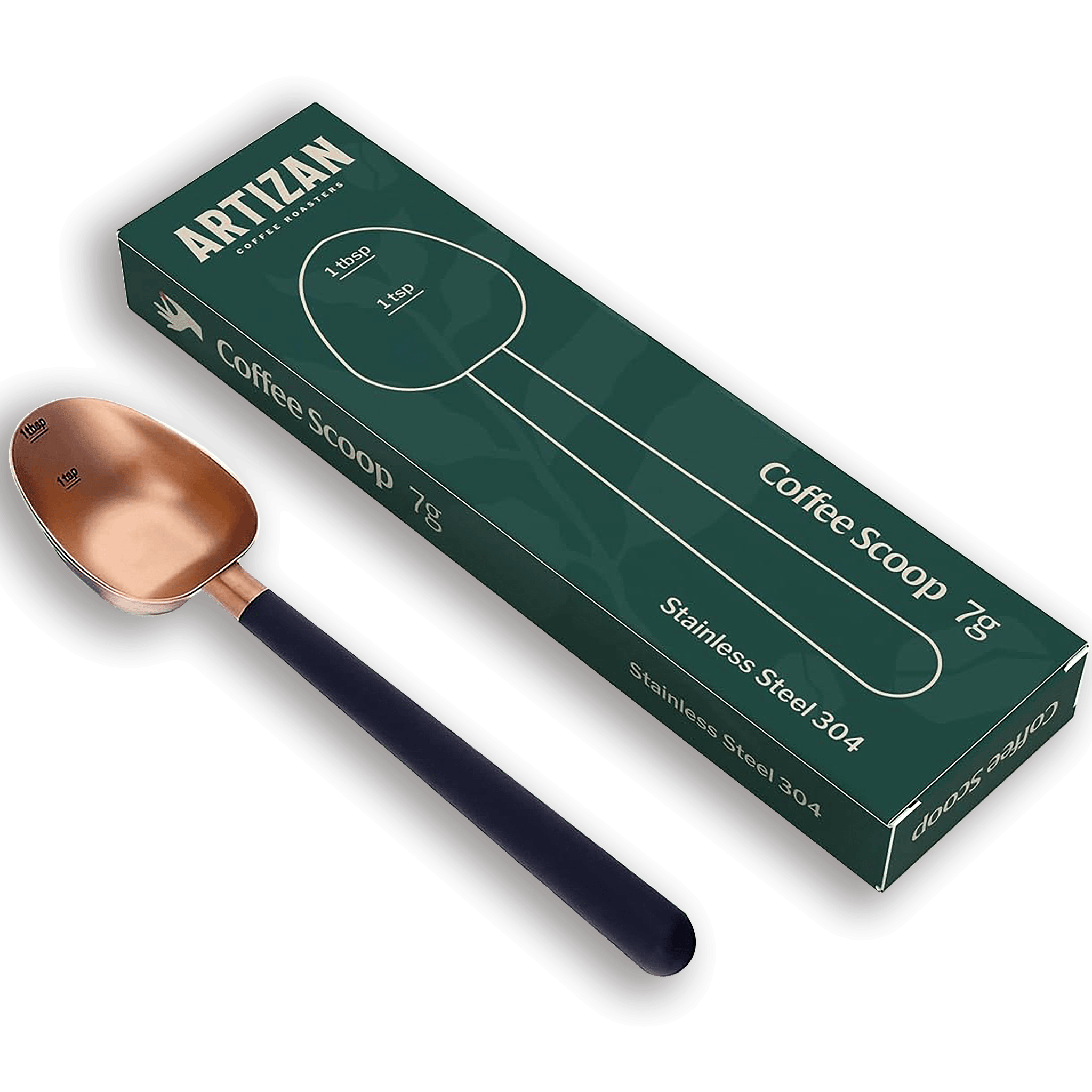 Artizan Coffee 1 Tbsp Coffee Measuring Scoop, Stainless Steel Copper Scoop for Ground Coffee, Beans, Tea & More - 7g, 17 cm Long Handle - Barista Tools | Altohaus