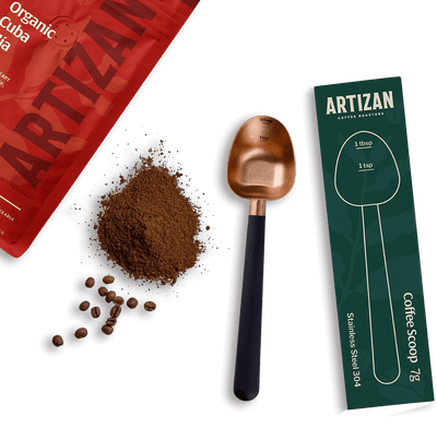 Artizan Coffee 1 Tbsp Coffee Measuring Scoop, Stainless Steel Copper Scoop for Ground Coffee, Beans, Tea & More - 7g, 17 cm Long Handle - Barista Tools | Altohaus