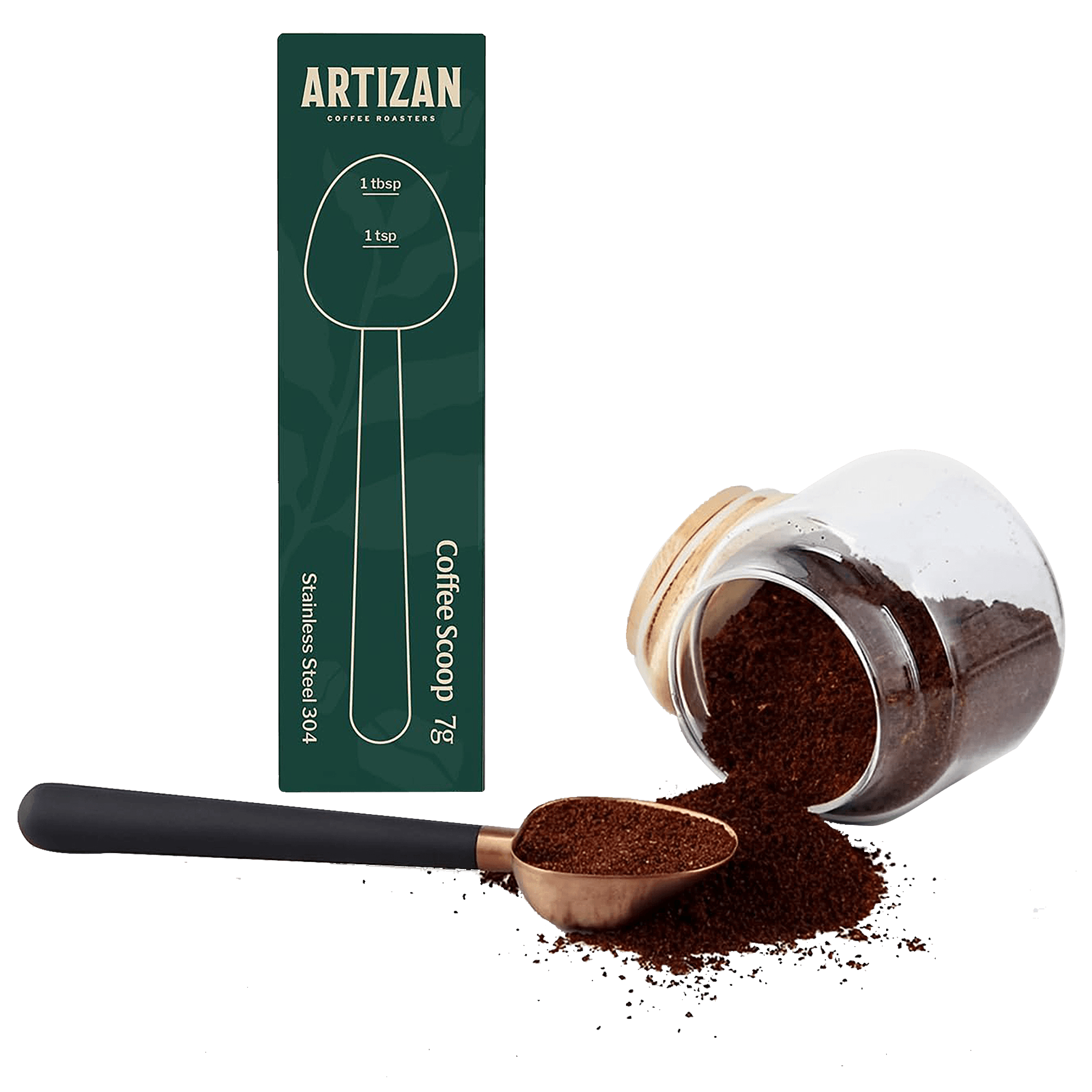 Artizan Coffee 1 Tbsp Coffee Measuring Scoop, Stainless Steel Copper Scoop for Ground Coffee, Beans, Tea & More - 7g, 17 cm Long Handle - Barista Tools | Altohaus