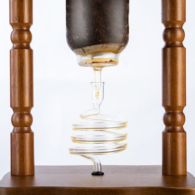Yama Glass Cold Brew Tower – Curved Brown Wood Frame – 6–8 Cup (32 oz) - Cold - Brewer | Altohaus