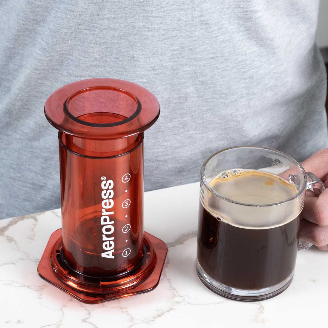 AeroPress Clear Coffee Maker - Red - Coffee Brewer | Altohaus