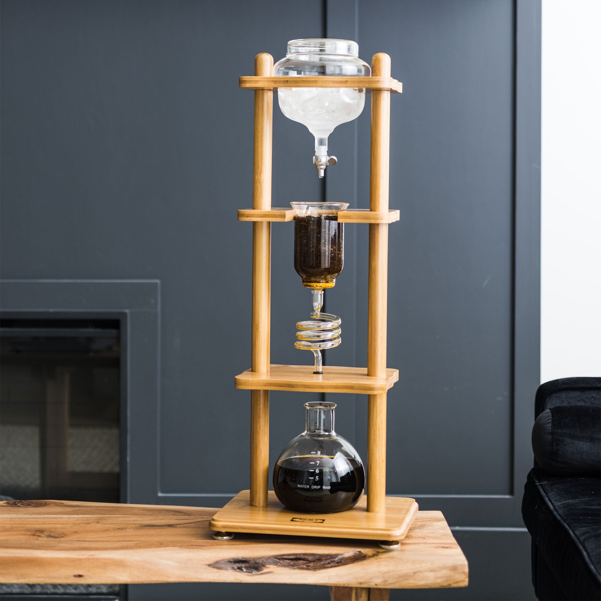 Yama Glass Cold Brew Tower – Bamboo Straight Frame – 6–8 Cup (32 oz) - Cold - Brewer | Altohaus