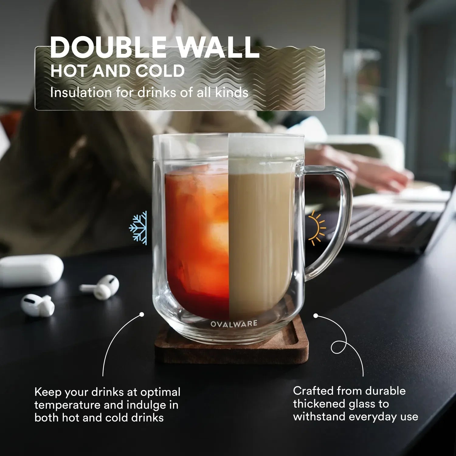 Double Wall Mug - 500ml/17oz (Set of 2) - Cups & Drinkware | Altohaus