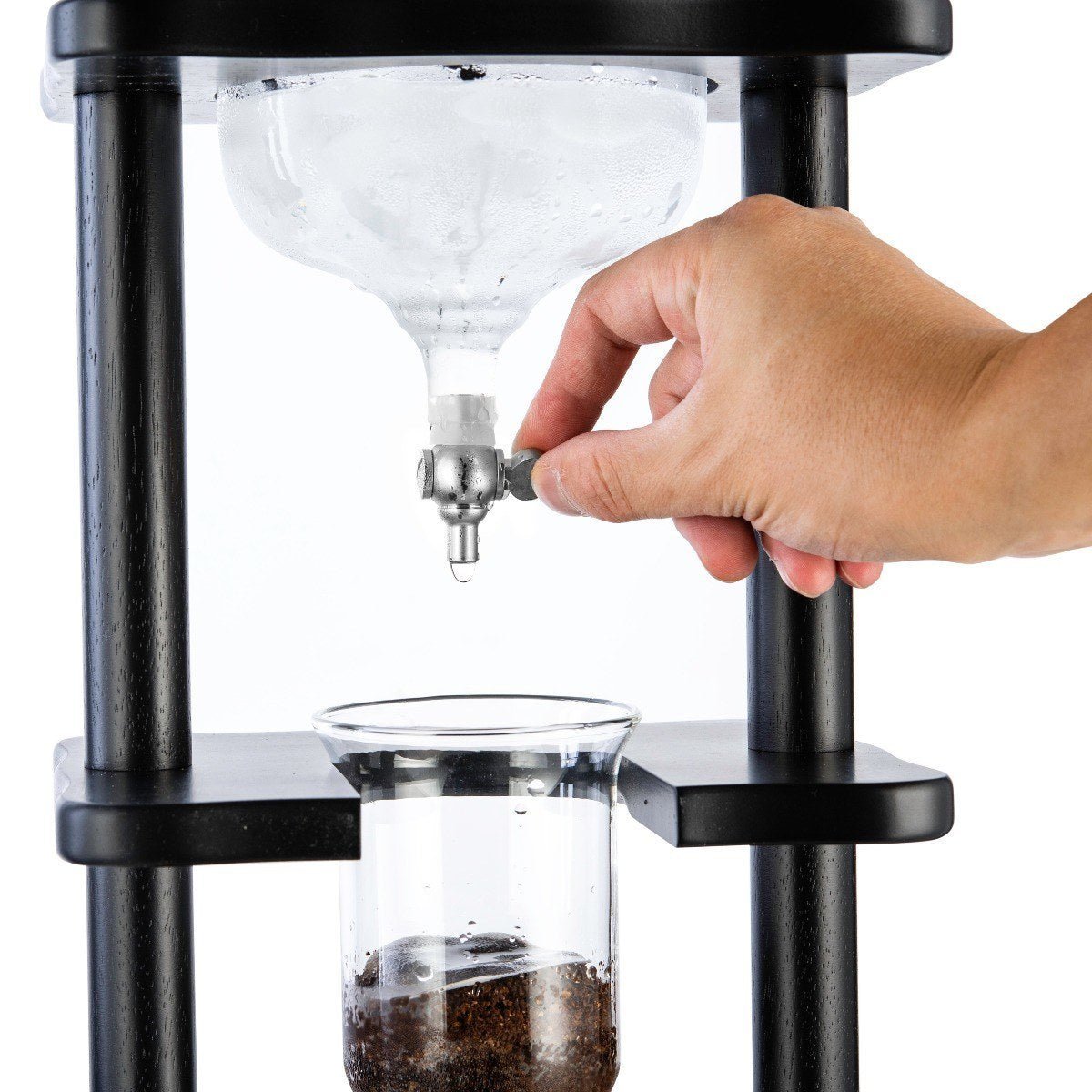 Yama Glass Cold Brew Tower – Black Straight Frame – 6–8 Cup (32 oz) - Cold - Brewer | Altohaus