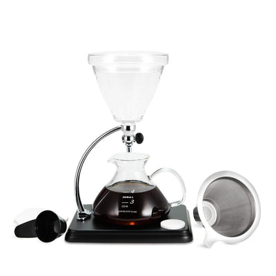 Yama Glass Silverton Brewer w/ Black Base & Silver Accents - Brewers & Pour - Over | Altohaus